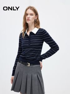 ONLY | New Soft Knit Top with Detachable Collar Wool College Style Stripe