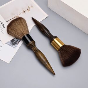 แปรงปัดฝุ่นคอช่างตัดผมแปรงทำความสะอาดใบหน้าด้ามไม้แปรงเคราคออุปกรณ์ตกแต่งผม