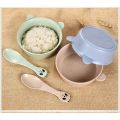 Medanbro Pr-961 Food grade PP + Wheat straw Jerami Set Mangkok + sendok makan bayi lucu. 