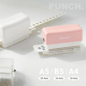 KWT Mini Portable 6-hole Puncher A5/B5/A4 Size 20/26/30 Holes Loose Leaf Binding Comb Ring Binder Stationery