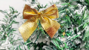 12pcs Christmas Bow Red Gold Mini Xmas Tree Bowknot Pendant Ornaments for Home Decoration New Year Party Xmas Gift Party Supplies