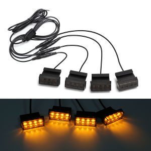 Universal Car Front Grille Light Smoked Yellow Shell Daytime Running Lamp Amber LED Headlight Warning Light For Ford Tundra Tank