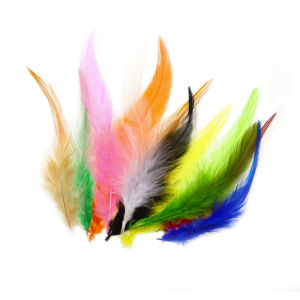 50pcs Fly Tying Natural Chicken/Rooster Saddle Hackle Cock Feathers for Streamer&Woolly Bugger Flies Feather Material