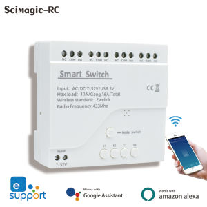 4 Channel eWeLink Smart WiFi Switch Wireless Dry Contact Relay ModuleAPP RF433 Remote ControlWorks With Alexa Google Home