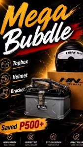 HNJ Mega Bundle A01s Single Lock 45L (GREY) Topbox and A4-006 Dual Visor Helmet with MB Monorack Bracket