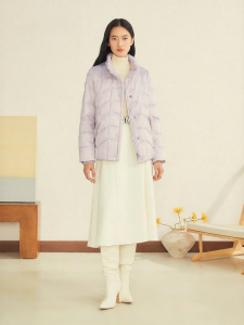 Light Purple Silk Mink Collar Womens Down Jacket