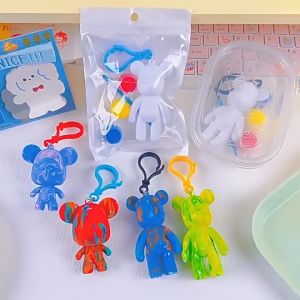 「Stock Ready In M’Sia」DIY Fluid Bearbrick Mini Bear Paint Handmade Kids Toys Education Art Material Liquid Keychain Party Gift 流体暴力熊涂