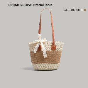 URCDN RDALVO | Color-blocked Woven New Summer Casual Bucket Bag