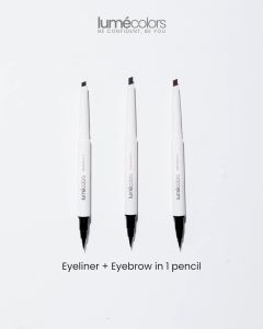 Lumecolors Eyeconic Duo Liner and Brow 2 in 1 with Brush Eye Liner Spidol Pensil Alis Waterproof Cokelat Hitam Abu Superstay