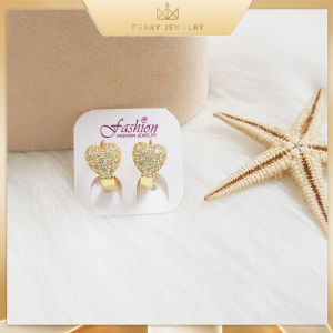 Khuyên Tai Nữ Bông Hoa Tai Hình Trái Tim Mạ Vàng 18k Đính Đá Phong Cách Thời Trang | Jewelry Queen B25V58