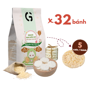 Bánh snack ăn dặm hữu cơ cho bé GUfoods (gói 40g = 25 bánh) - Thành phần gạo organic Không gia vị Dễ Tiêu hoá Phù hợp cho bé từ 1 tuổi