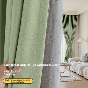 KAIRUISILK | Soundproof Light Blocking Thermal Insulation Linen Curtains
