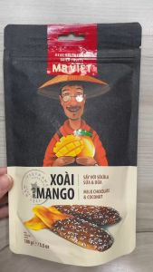 Date 08/27 Xoài Sấy Với Socola Sữa & Dừa Mr Viet -Dried Mango with Milk Chocolate & Coconut 100g