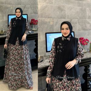 gamis rayon motif simple produk Kwee series edisi Peony dress