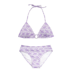NUOXIAOJIE | Purple Neck-hanging Triangular Separate Bikini Gather Small Chest Swimsuit