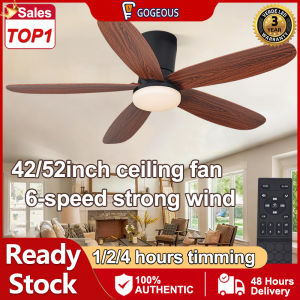 GOGEOUS 42inch ceiling fan with light modern ceiling fan 5 blades big ceilings fan 3 colors Lights 6 speeds wind Industrial ceiling fan with led light mute ceiling fan heavy duty ceiling fans for living room bedroom dinning