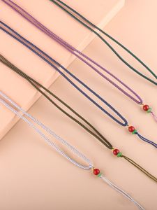 Handmade Golden Bead Agate Necklace Cord Men Women Style Pendant Cord Jewelry Fashion Accessories DIY Craft Supplies