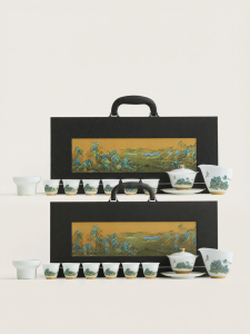 JIXIANSHENG | Jade Gold Gilt Tea Ware Set