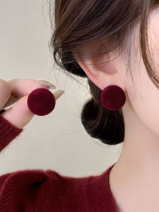 Red Velvet Round S925 Silver Studs Earrings