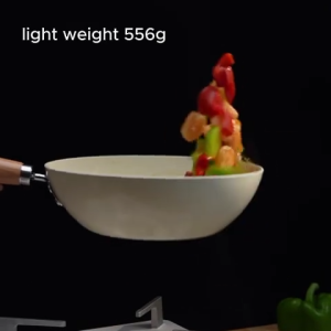 Terra Craft Non Stick Frying Pan 20/24cm Deep Frying Pan Ceramic Coating White Non-stick Pot Iron Pan Ceramic Wok Large Capacity Healthy Fry Pan Suitable for All Stoves(Gas CeramicElectric & Induction) Cookware Non-Stick Cooking Tool