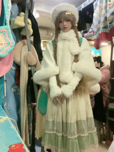 Thickened Fleece Womens Coat New Chinese Style Winter Outerwear Soft Fairy Matching Qipao Warm Plush Cowl Neck Wrap Coat