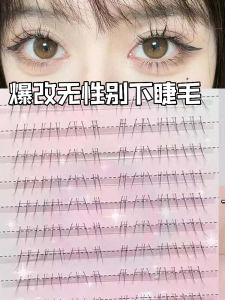 Natural Looking Genderless False Eyelashes Single Cluster Transparent Stem Simulation High Quality Wild Growth Look