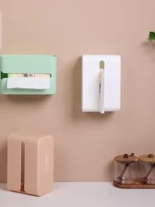 Punch-free Wall Mounted Napkin Holder Waterproof Tissue Storage Box Toilet Paper Bathroom Kitchen Desktop Paper Case