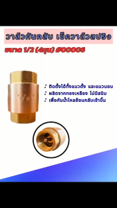 วาล์วกันกลับทองเหลือง 1/2 นิ้ว เกลียวใน-ใน สำหรับท่อส่งน้ำ #00006