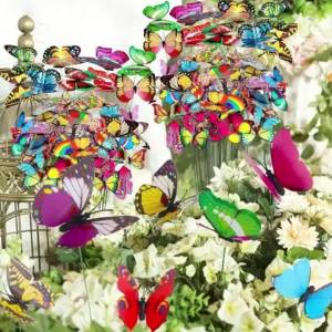 5-100 Pcs 3D Butterfly Garden Stakes PVC Waterproof Decorative Colorfuli Garden Stakes for Indoor/Outdoor Yard Decorations