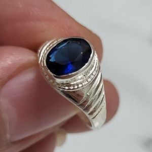 CINCIN PERAK 925 PERMATA SERAI BIRU ASLI SAIZ SEMUA ADA PM KAMI PURE SILVER RING HIGH QUALITY