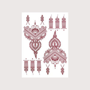 1pc Waterproof Maroon Henna Tattoo for Hand Foot Flower Temporary Tattoos for Women Fake Henna Stickers Body Decoration