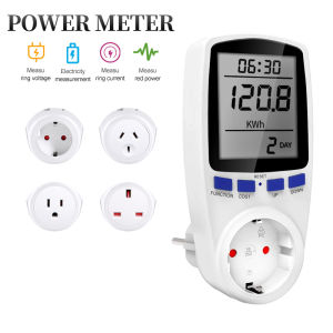 LCD Digital Energy Meter Wattmeter Socket Wattage Kwh Electricy Consumption Measuring Outlet Power Analyzer EU FR UK US AU Plug