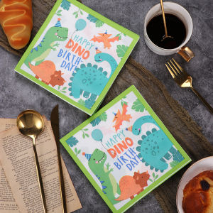 New Arrival Dinosaur Print Paper Towel Cartoon Birthday Party Colored Napkin Stylish Dressing Paper Handmade Paper Towel