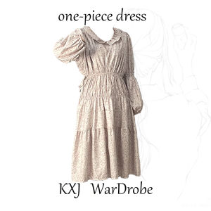 ชุดเดรสยาวแขนยาวคอวีเอวสูงสไตล์เกาหลีสำหรับผู้หญิงวัย 18-24 ปี ผ้าคอตตอนลายดอกไม้ฤดูใบไม้ผลิและฤดูร้อน 2023