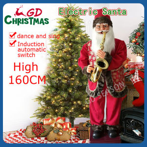 GD Christmas Dancing and singing Santa Claus 120160180cm music action figure holiday decoration (saxophone)