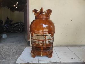 Sangkar Perkutut Kubah Jati Ukir Merak