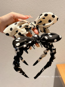 Black White Polka Dot Rabbit Ear Hairband Womens Daily Outdoor Wear Headband Anti Slip Hair Clip 2025 New Style Fashion Jewelry