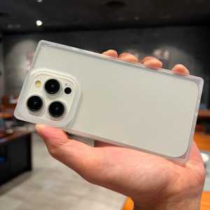 Rectangular Anti-Fall Silicone Phone Case Transparent Full Cover Protection for 15Promax Black Grey Compatible with 15Pro 14 13Pro