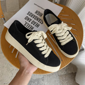 Black Retro Canvas Shoes for Men Breathable Casual Slip-On round Toe Flat Heel Korean Style Youth Summer Rubber Outsole