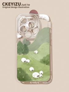 Ultra-Thin Silicone Phone Case for  14 15 14Pro Max 13Pro Straight Edge Full Cover XS/XR Anti-Fall 7/8P White Sheep Womens Style