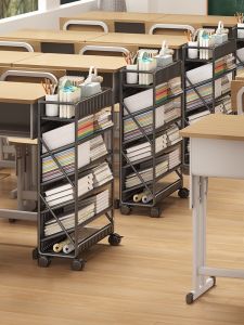 FWTDF | Mobile Small Narrow Iron Storage Bookshelf