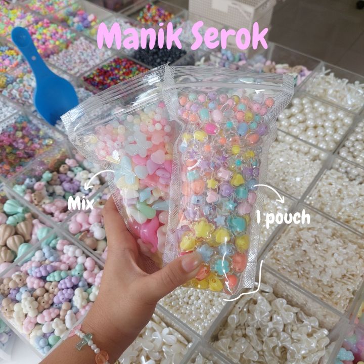 NC - Manik Serok Bebas pilih 1 Pouch / Manik Mix 1 Pouch Mote Manik DIY ...