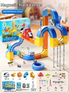 XIDIQI | Magnetic Building Track Car Toy Magic Transformable Assembled Educational Birthday Gift
