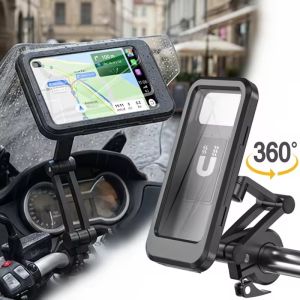 Waterproof 360°Adjustable Mobile Phone Mount for Motocycle Bike Handle Universal GPS Holder for Cellphone Navigation App Bracket