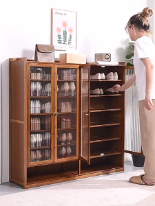 Shoe Cabinet Home Entrance Bamboo Shoe Rack Storage Artifact Space Saving Dust Proof Entry