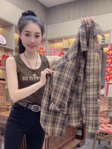 Áo Sơ Mi Kẻ Caro Cổ Polo Tay Dài Thường Ngày Mùa Hè 2025 Chống Tia UV Ấm Áp Áo Vest Ngắn Không Tay Ôm Vừa Vặn Thời Trang Cổ Điển Cho Nữ