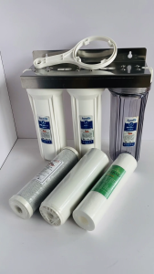 Bộ lọc nước sinh hoạt 3 cốc lọc đầy đủ giá đỡ và tay vặn