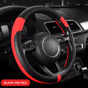 SEAMETAL Steering Wheel Cover for Car 37cm 38cm Diameter Interior PU Leather Steeringwheel Protector Enhance Grip Touch