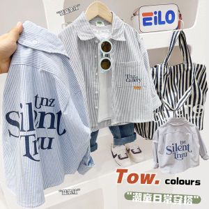 Áo Sơ Mi Trẻ Em Kẻ Sọc Phong Cách Hàn Quốc Áo Thường Ngày Em Bé Cotton Trang Phục Trẻ Em Mẫu Xuân Thu Kiểu Tây Áo Sơ Mi Dài Tay Bé Trai Sành Điệu