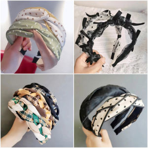 2023 New Style Womens Folded Edge Wide Brim Headband Korean Version Mesh Hairband Face Washing Hair Clip Fashionable Accessory